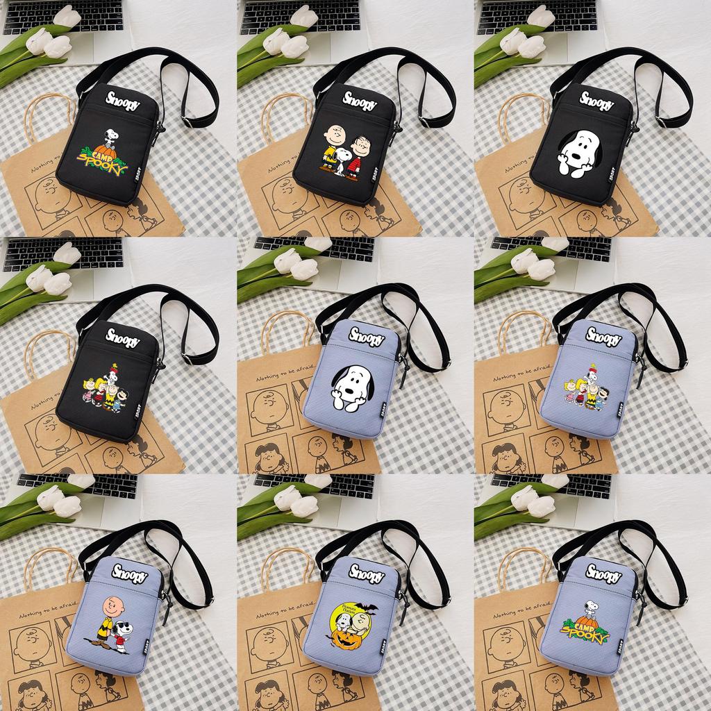 Bolso de Hombro de Lona Estampado de Dibujos Animados de Snoopy Calabaza Charlie Brown Para Uso Diario