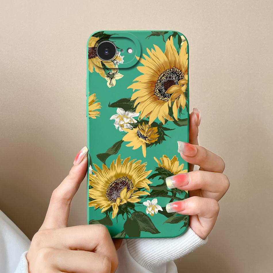 

Floral Case For iPhone 16E/SE 2025 Candy Painted Back Cover For iPhone SE 4 Soft Smooth Liquid Silicone Full Protection Bumper iPhone 16E-2025