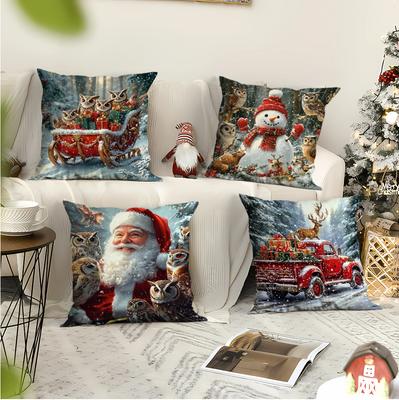 New Christmas Pillow Cover Printed Pillow Cover Home Sofa Pillow Cover Bedroom Cushion Cover