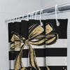 Stylish Black and Gold Shower Curtain with Bow Design - Waterproof Heat Resistant Machine Washable Bathroom Decor  Easy-Clean