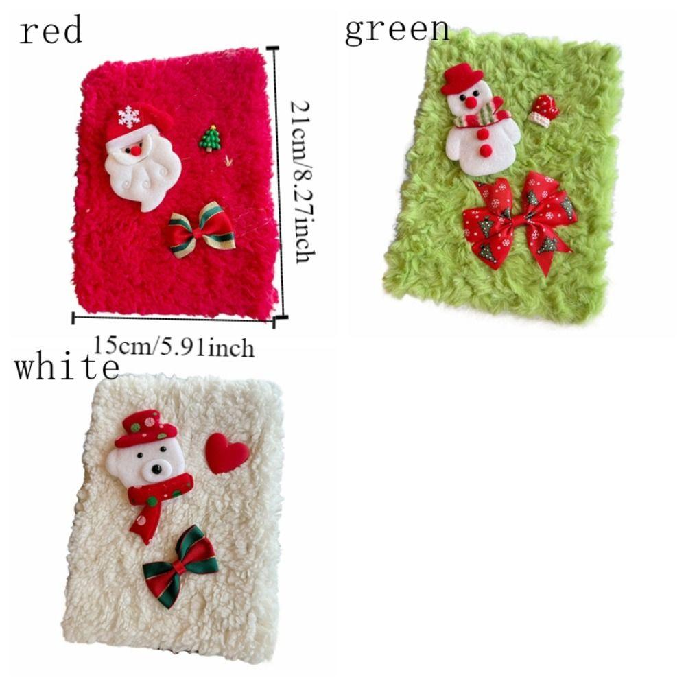 Cartoon Horizontal Line Handbook Soft Journal Notebook Christmas Plush Notebook  For Children