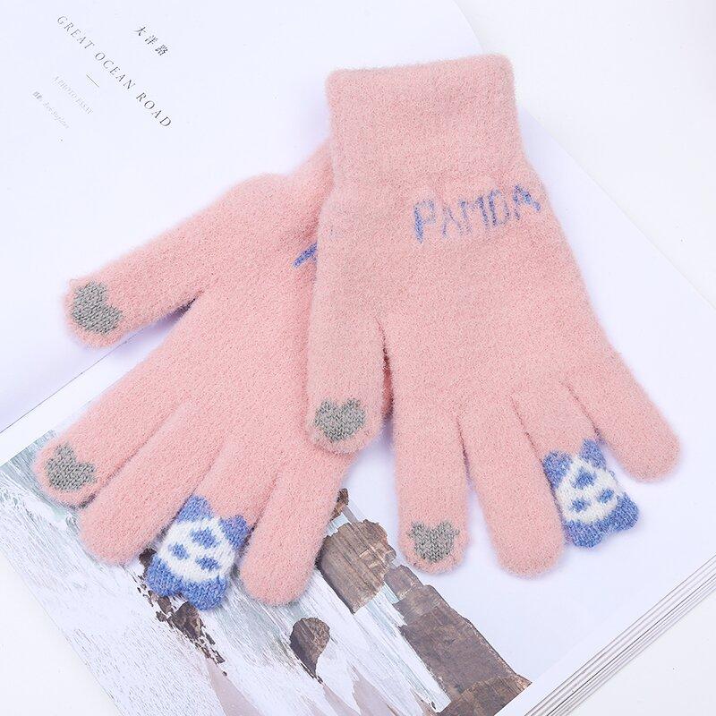 Touchscreen Gloves, Cute, Cartoon Style New Gloves, Plush Knitted Gloves, Added Plush, Warm