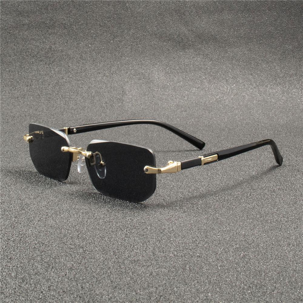 4PCS Rimless Sunglasses Rectangle Fashion Popular Women Men Shades Small Square Sun Glasses  For Female male Summer Traveling