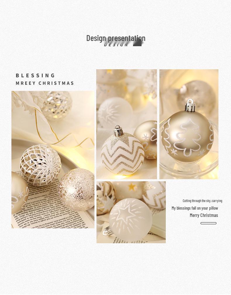 16-Piece Champagne Gold & White Christmas Ornament Set - Tree & Home Décor