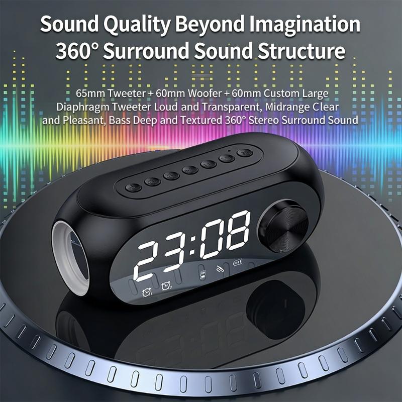 Compactly Bluetooth-compatible 5.0 Speaker Featuring Mirror Clock LED Mood Light And Freeing Hands Calling For Daily Use