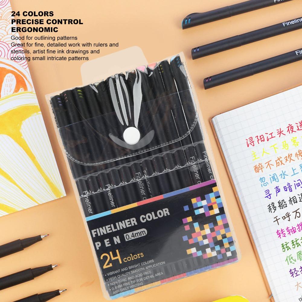 0.4mm Thin Tip Fineliner Pens 24 Colors Drawing Markers Fineliner Color Pens Set  Journaling