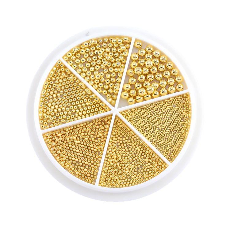 6-Grid Mixed Metal Nail Art Steel Balls Turntable