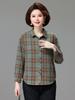 Genuine Autumn Long Sleeve Plaid Cotton Shirt for Middle-Aged & Elderly Women