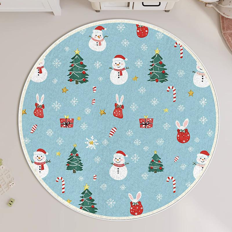 Christmas Round Carpet Atmosphere Washable Dirt Resistant Full Spread Sofa Coffee Table Blanket Christmas Tree Festive Decoration Mat