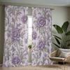Lavender Floral Print Curtains Polyester Fabric Suitable Bedroom Living Room Decoration Curtain Made Of Washable Area Ready