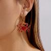 Bohemian Urlaub Emaille Krabbenförmige Anhängerohrringe für Damen Herren Niedlicher Tier Ozean Strand Hängeohrringe Sommer Strand Schmuck