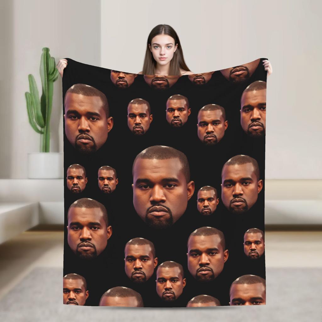 Kanye West Stretched Meme Warm Soft Blanket  Travel Plush Throw Blanket Novelty Bedroom Flannel Bedspread Sofa Bed Cover