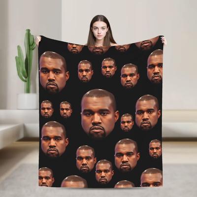 Kanye West Meme Blanket  Warm Funny Plush Throw Blanket For Couch Bed Picnic Flannel Bedspread Bed Cover