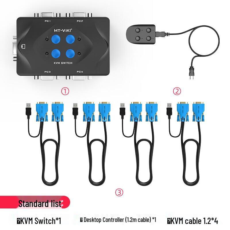 MT-Viki 4-Port VGA KVM-Switch mit USB-Steuerung