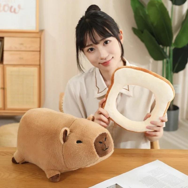 Stuffed Capybara Plush Doll Cosplay Lion Lying Bee Wing Flower Ring Bread Capibara Plush Toy for Kids Birthday Xmas Pillow Gift