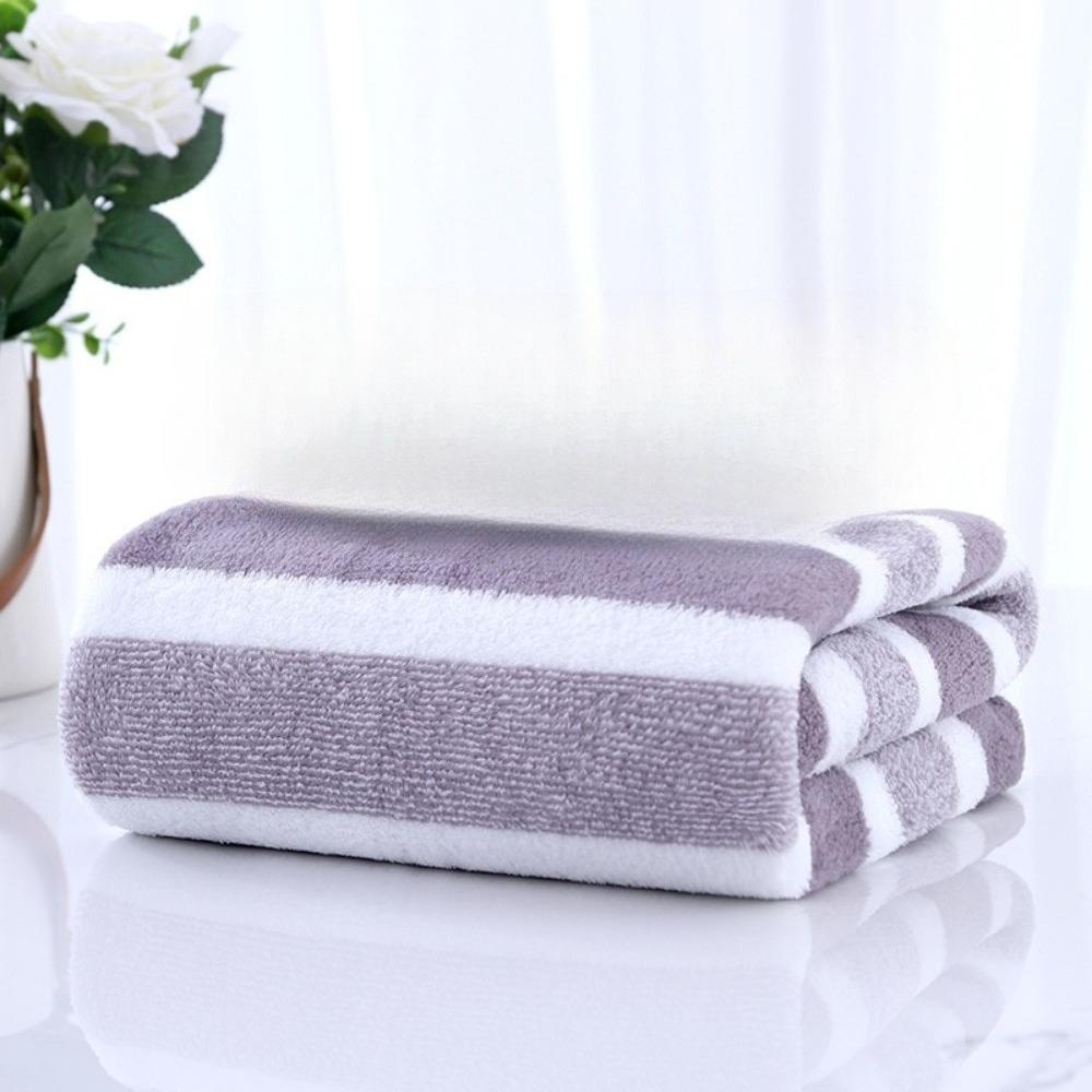 

1 шт. Полосатое утолщенное абсорбирующее мягкое банное полотенце для дома 70x140cm светло-серый