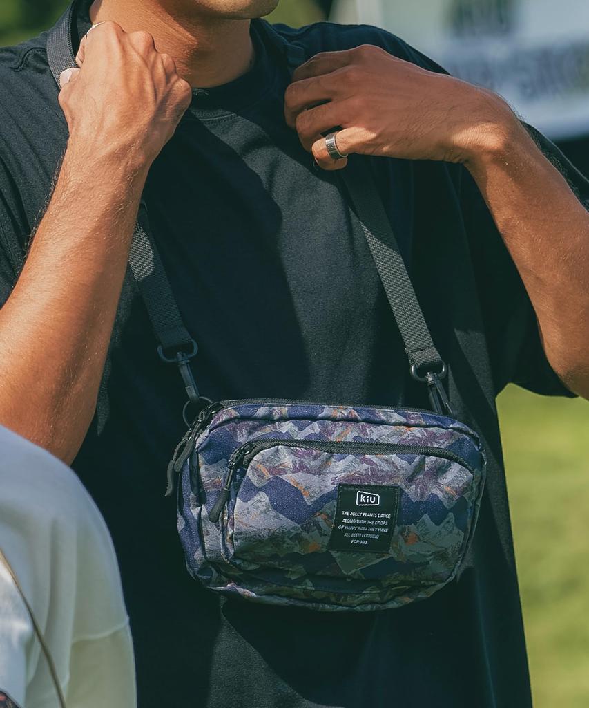 Kiu 300D Front Pocket Mini Shoulder Bag FRONT POCKET MINI SHOULDER BAG Shoulder Bag Pouch Shoulder Bag Mini Bag Mini Pouch Unisex Waist Pouch 2WAY