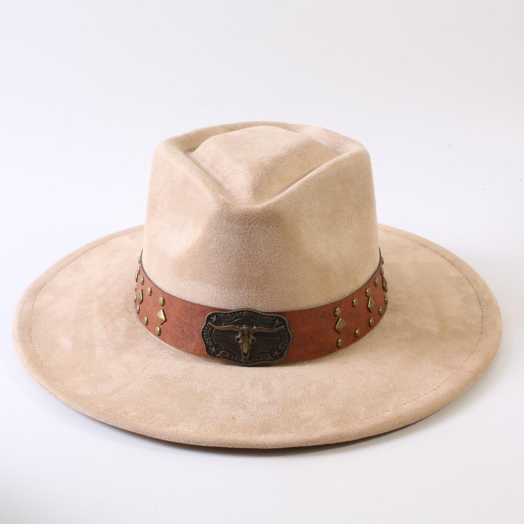 Best-selling European and American Style Suede Velvet Wide-brimmed Top Hat, Classic Fashion Western Cowboy Hat for Men and Women