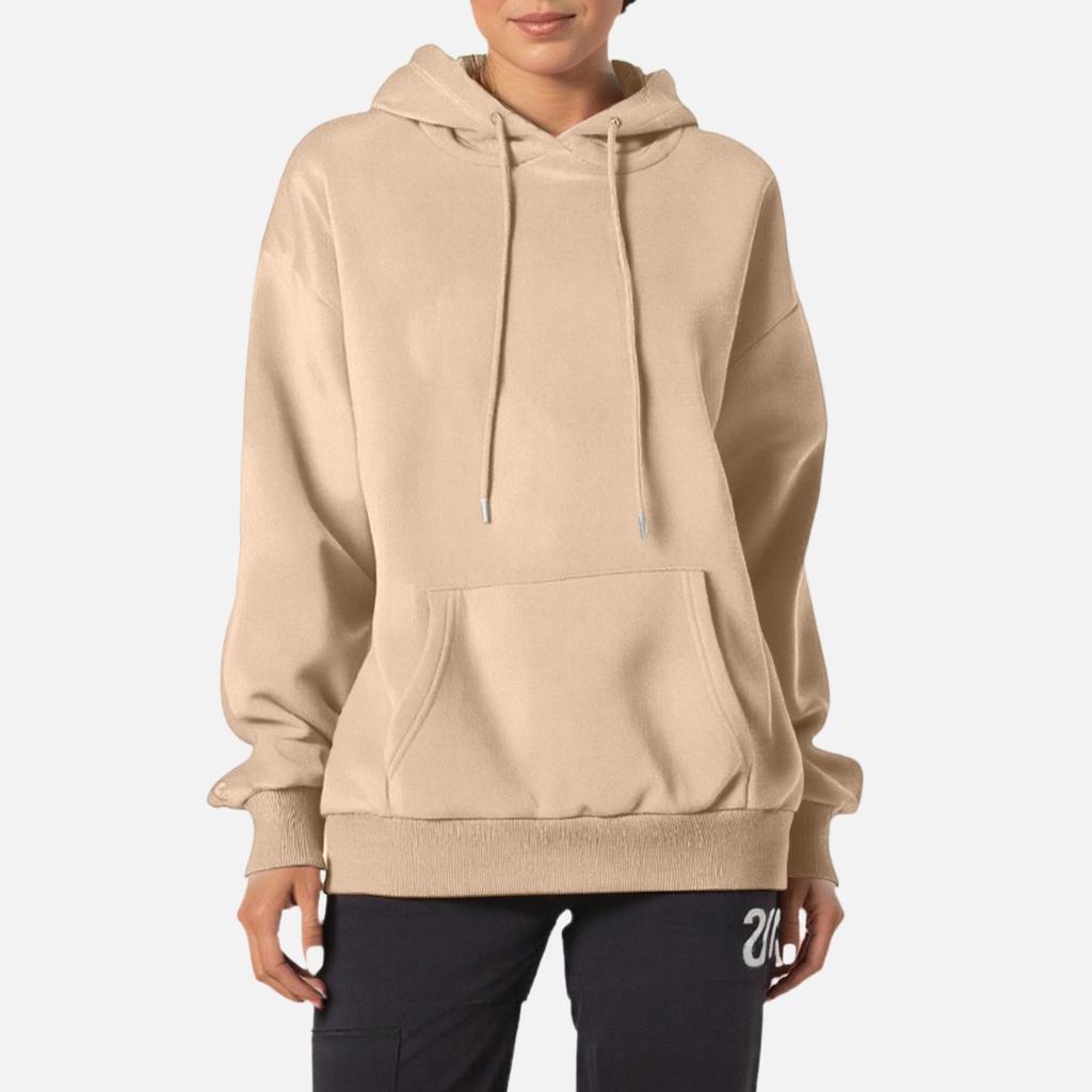 Women's Long Sleeve Oversized  Oversized Drop Shoulder Sleeves Women's Hooded Plush Sweatshirt