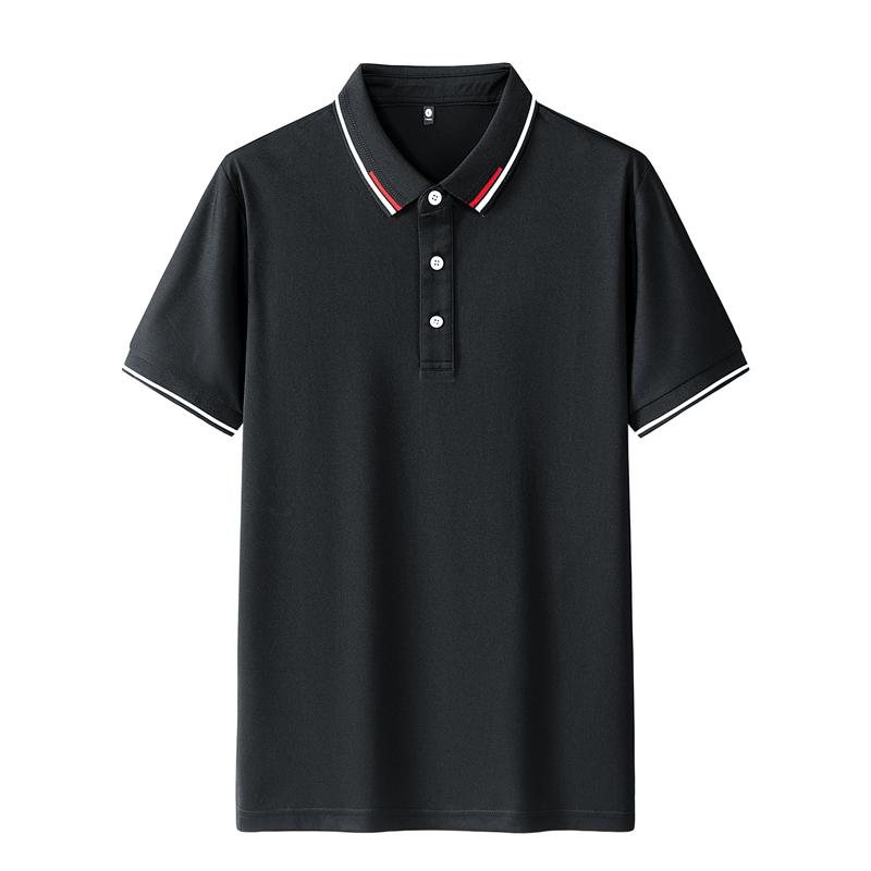 

Summer Solid Color Men s Short Sleeved T-shirt Thin Business Lapel Men s Polo Shirt 2XL чёрный