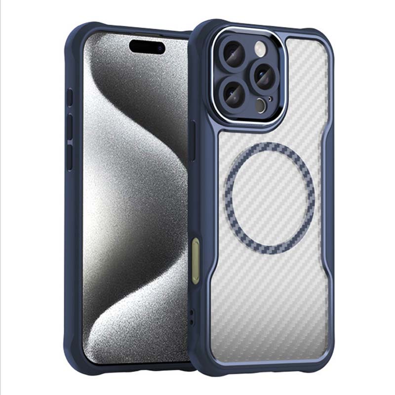 

Fundas For iPhone 16 Pro Max For Magsafe Magnetic Carbon Fiber Phone Case For Apple 15 14 13 12 11 Pro Max 16 Plus Wireless Charging Magsafe Cover For iPhone 13 синий