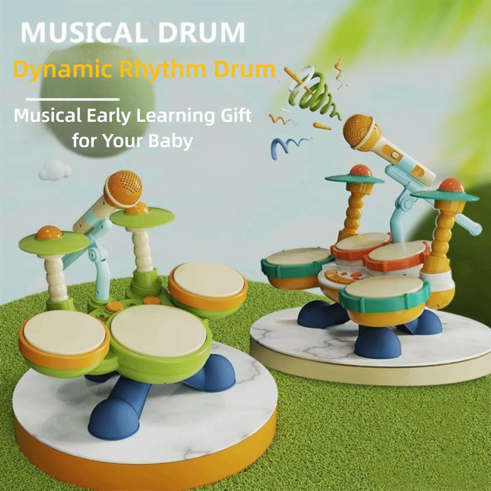 Wear Resistant Kids Drum Set Light Up Musical Montessori Toys Jazz Drum Set Toys Early Educational