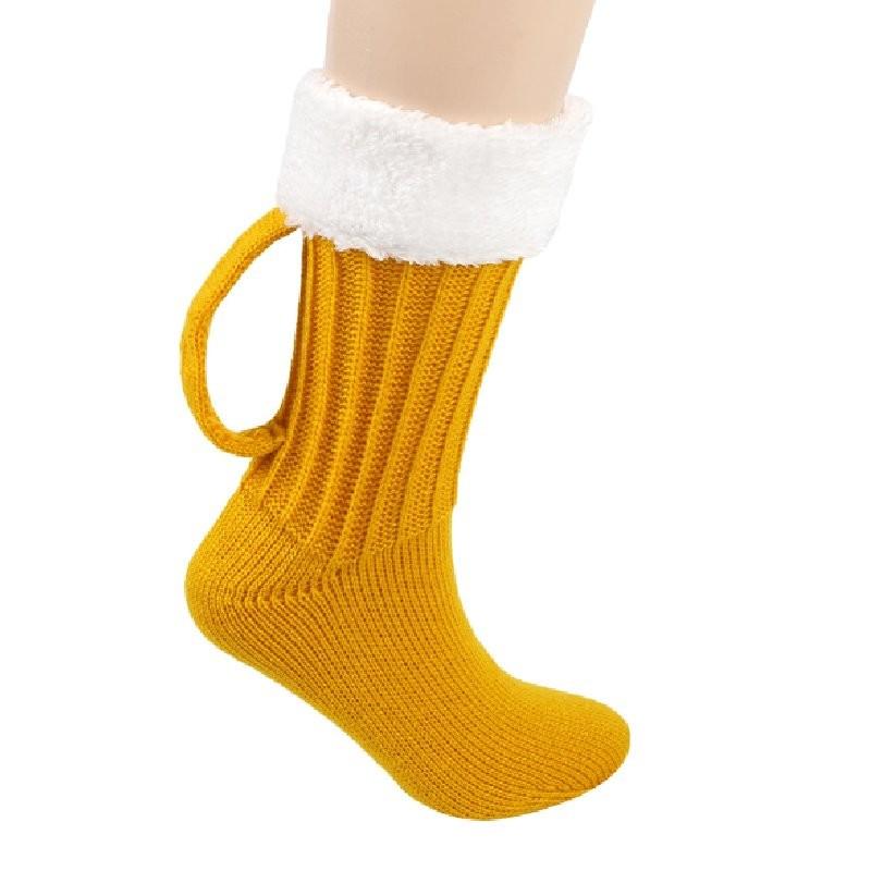 Shape Beer Mug Knitted Plush Midcalf Socks Winter Keep Warm Decoration Feet