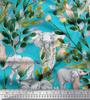 Soimoi Japan Crepe Satin Fabric Leaves,Floral & Elephant Animal Printed Craft Fabric by the metre 42 Inch