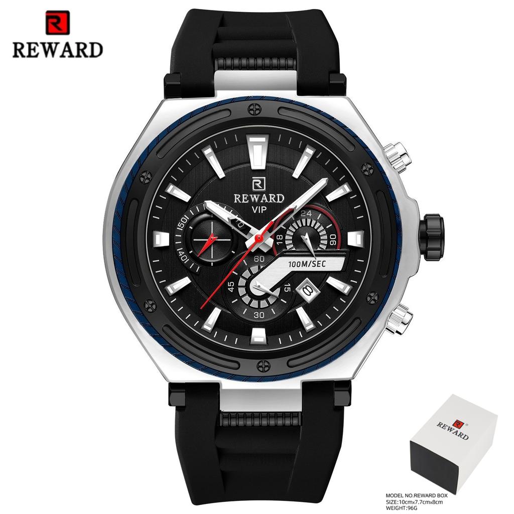 REWARD 831508 Top Fashion Men's Quartz Watch Multi Functional Automatic Date Chronograph Design Casual Silicone Watches for Man