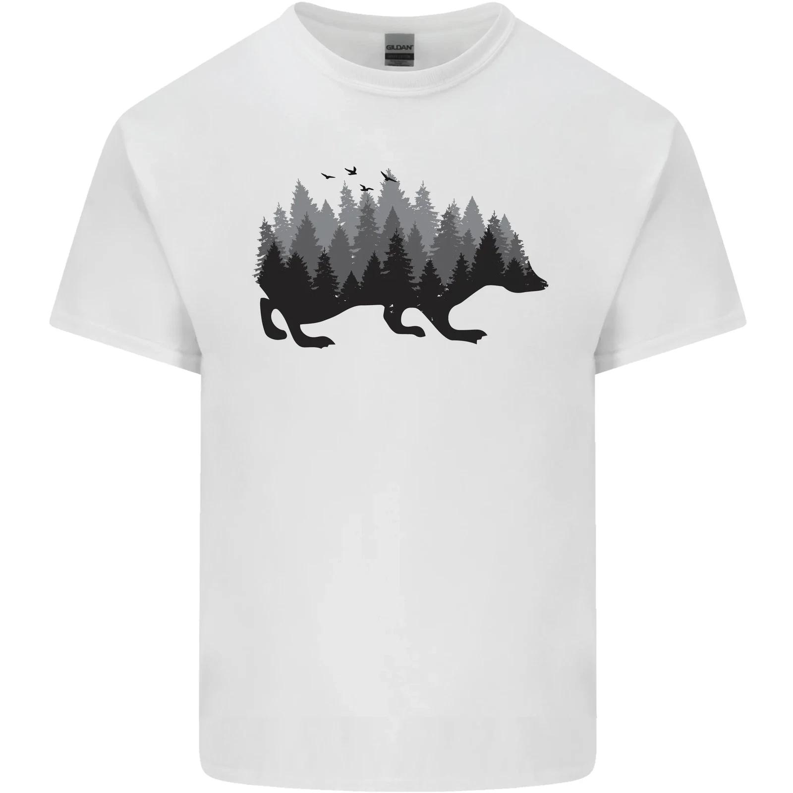 A Hedgehog Depicting a Forest Kids T-Shirt Childrens S