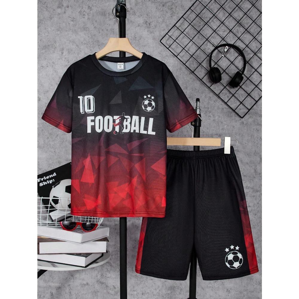 Sets for Children Boys' 3D Letter Graffiti Printed Short-Sleeved Shorts Two-Piece Suit Casual Sports Style Sets Girl Clothing