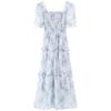 New floral new French retro waist dress women's autumn thin long dress super fairy skirt