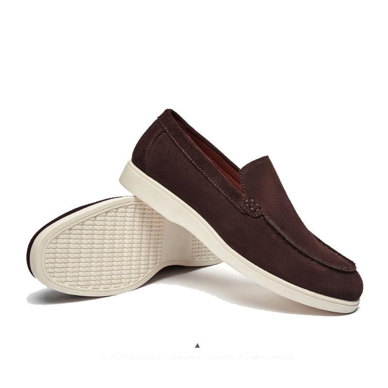 Casual British Style Suede Leather Frosted Loafers Men's Lazy Bean Men Casual Formal Boat Men's Vulcanize Male Shoes  Adult