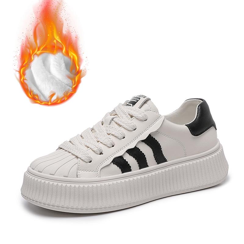 thick-soled little white shoes women's spring and summer new versatile casual board shoes shell head leather mesh flat-soled biscuit shoes