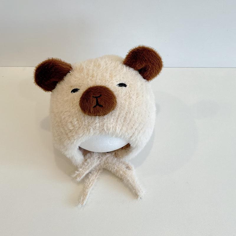 Winter Jungen- und Mädchenhüte niedlich super niedlich Capybara Plüsch Kinderhüte Säugling warme Ohrenmützen Mütze