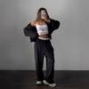 Womens Casual 2-Piece Set: Solid Color Long Sleeve Zip-Up Hoodie Jogger Pants Streetwear Comfort