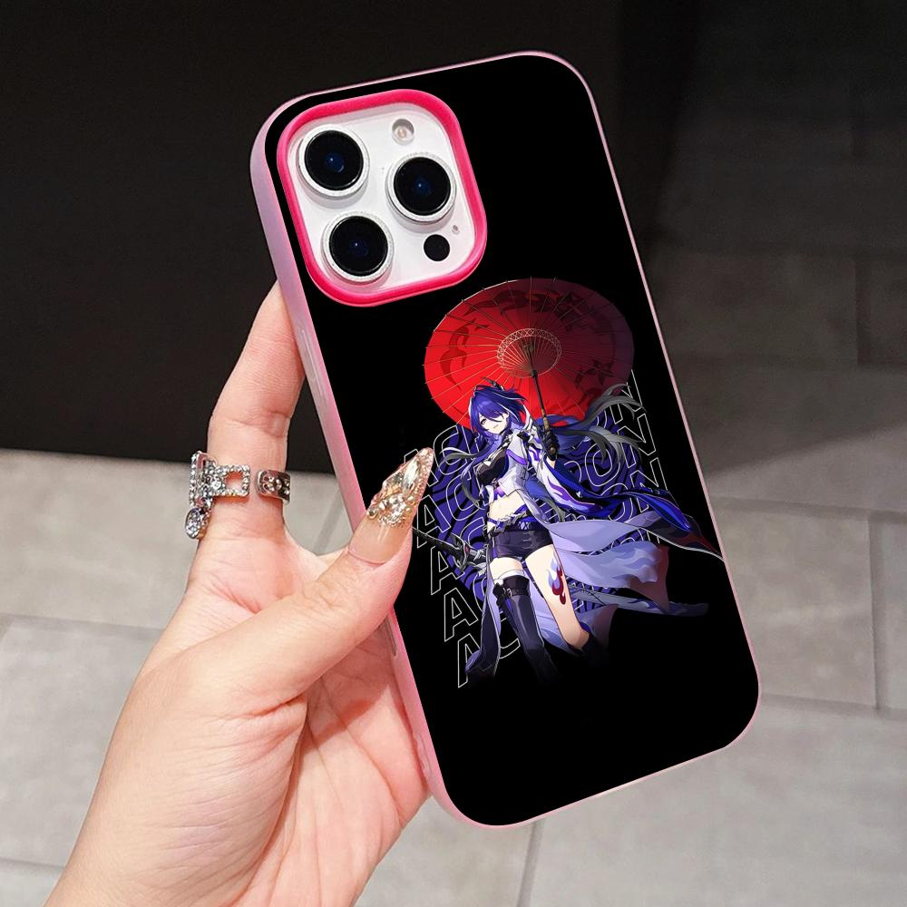 HSR Acheron Jelly Double layer Rose Red Mobile Phone Case for iPhone 17 16 15 14 13 12 11 Air Pro Max Plus Protective