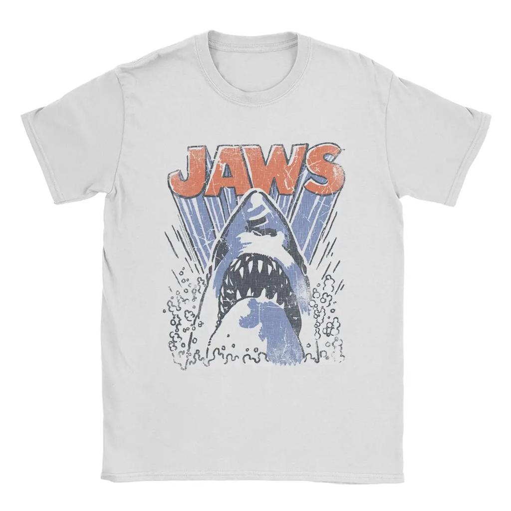 Vintage Jaws Comic Splash T-Shirt Men Round Collar 100% Cotton T Shirts Short Sleeve Tees Gift Idea Clothes