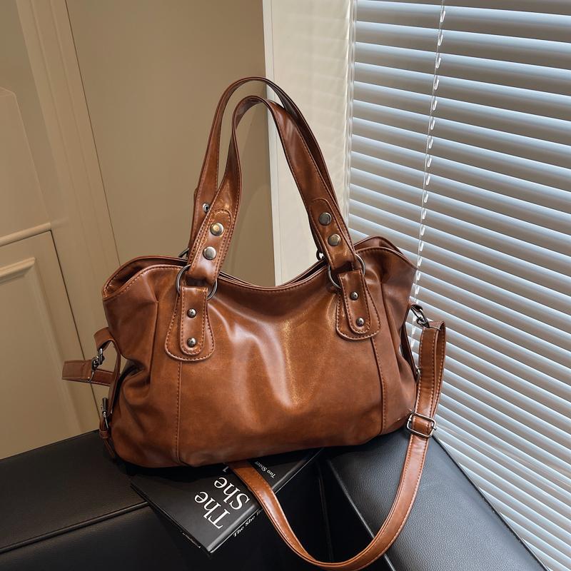 Vintage Damen PU Handtasche, Einfache Tragetasche, Messenger Bag mit großem Fassungsvermögen, Modische Alltags-Handtasche mit großem Fassungsvermögen, Vintage-Stil