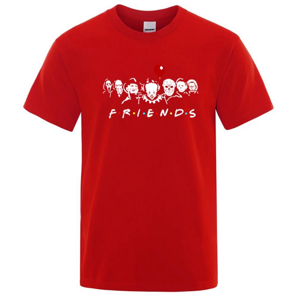 Men's High Quality T Shirt Cotton Fun Friend Print Short Sleeved Summer Loose Cool Round Neck Men's Top