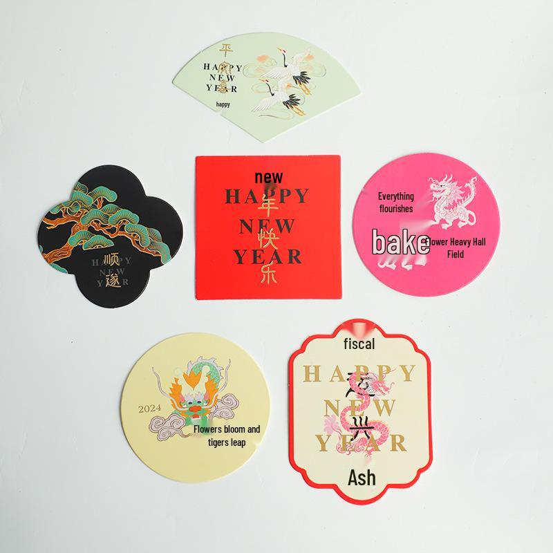 2026 Guochao Ancient Style Fan-Shaped New Year Blessing Card - Creative Hanging Gift