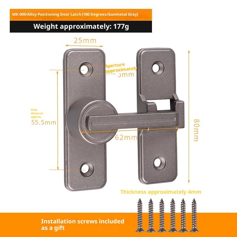 Door Lock Zinc Alloy 90 Degree Sliding Door Latch Heavy Duty Barn Gate Bolt Protect Privacy Cabinet Closet