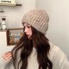 Korean Large Head Circumference Woolen Hat Winter Warm Hat Women's Bow Sweet Ear Protection Cold Pullover Knitted Hat