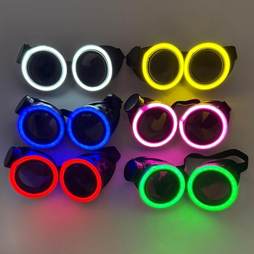Round LED Glowing Glasses Punk Style Luminous Eyewear Fashion Light Up Glasses  Carnival Party