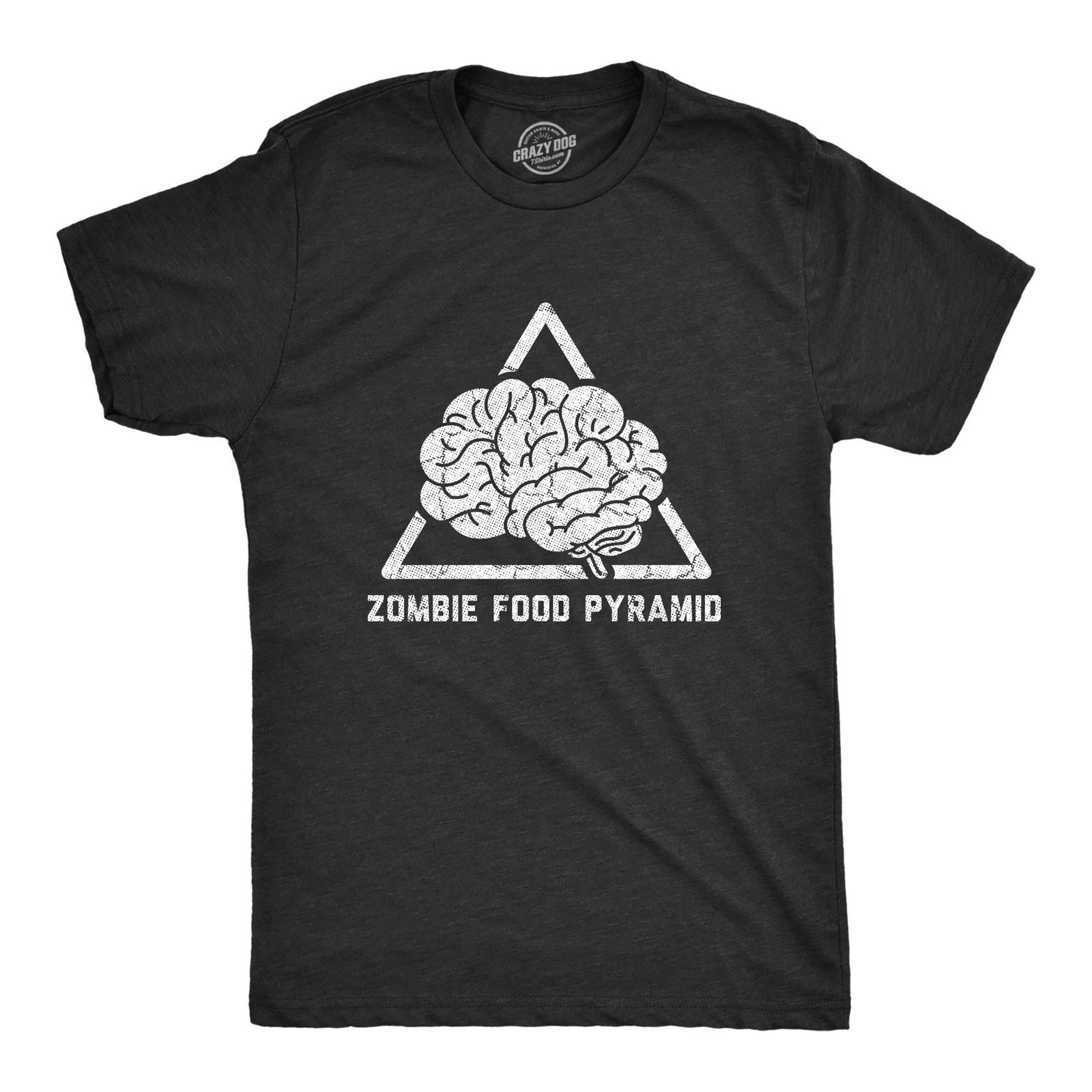 Mens Zombie Food Pyramid T Shirt Funny Undead Nutrition Tee for Guys XXL