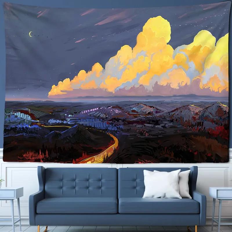 Аниме Пейзаж Гобелен Настенный Декор Для Дома Подвесной Фон Для Спальни Милый Модный — фото 7