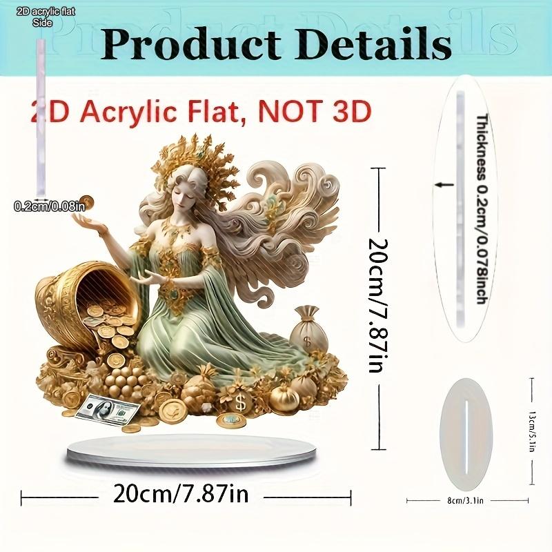 2D Flat Acrylic Lucky Goddess Decoration, Indoor and Outdoor Decoration - No Battery/electricity Required, Free Day Decoration, Shop Decoration, Durab