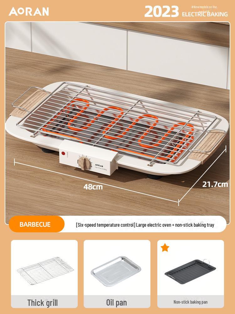 Premium Indoor Smokeless Electric BBQ Grill with Skewers for Barbecue