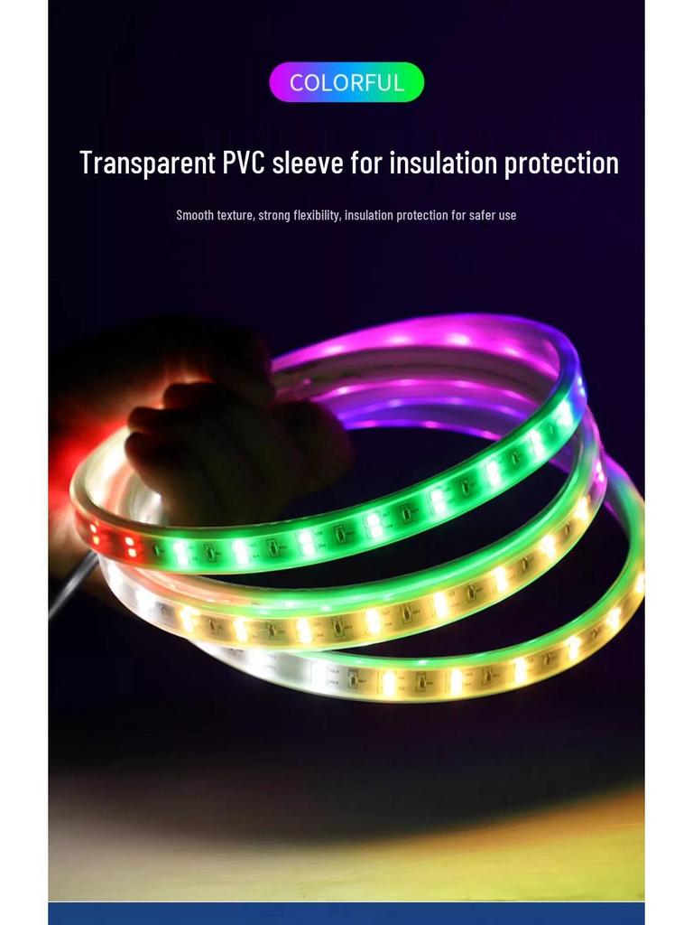 Color-Changing Solar LED Strip Light: Outdoor Waterproof, Super Bright, for Ceiling or Living Room Use