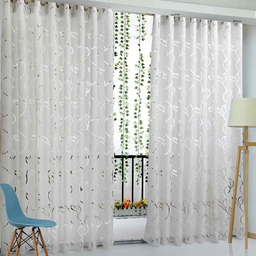 

Semi Blackout Hollowed-out Leaf Curtains 200*100cm Tulle Sheer Curtains For Living Room Decor белый